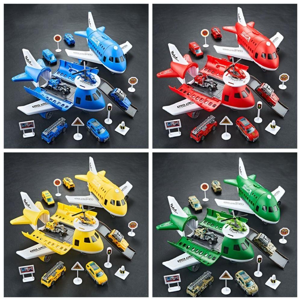 with 6 Road Signs Airplane Car Toy Storage Passenger Deformation Airplane Toy Christmas Gift