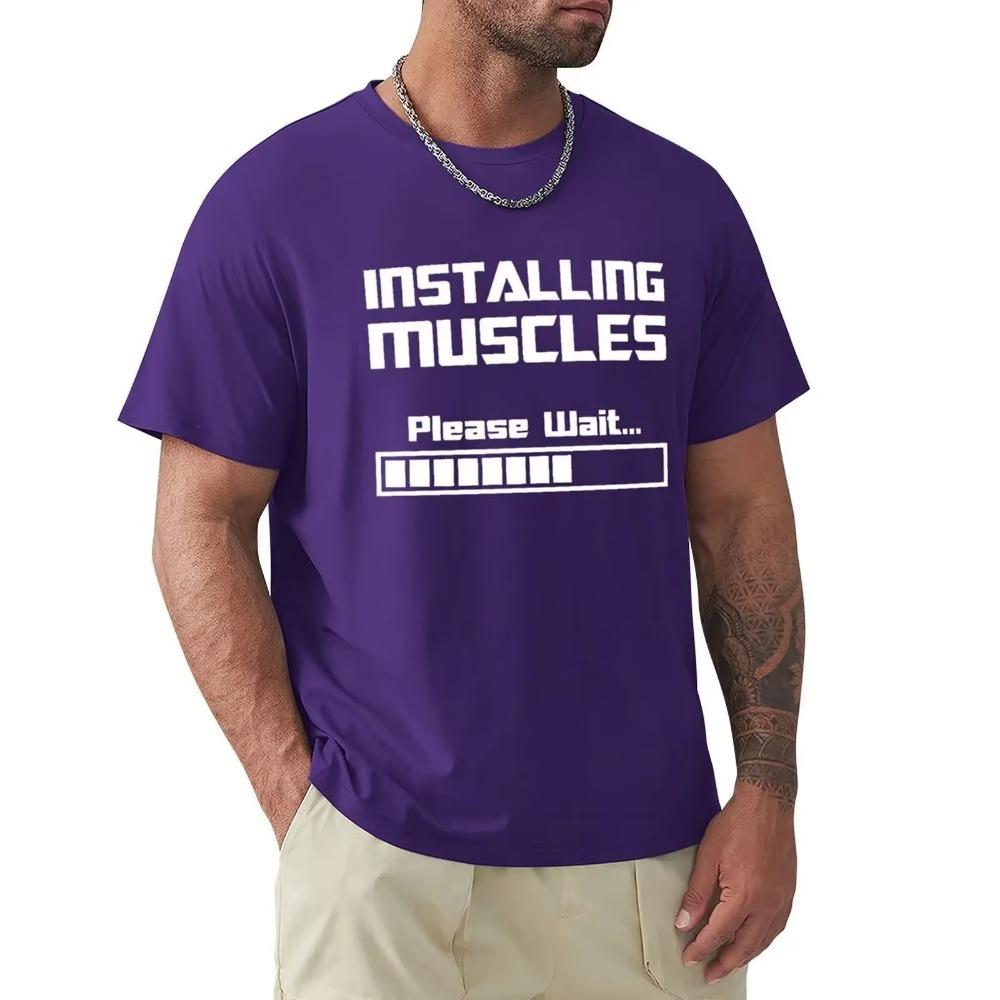 Summer New Tshirts Installing Muscles Please Wait Loading Bar Funny Print T Shirt Men Women Cotton Short Sleeve Cool Tees
