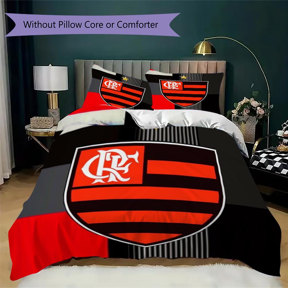 CR Flamengo Pattern Bedding Uilt Set Uilt Cover Pillowcase Home Decoration Birthday Gift (1 * Duvet Cover + 2 * Pillowcase Without Core)