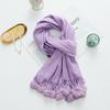 Girls Cute Imitation Cashmere Scarf Women's Winter Warm Solid Color Big Rabbit Fur Ball New Scarf Shawl