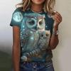 Summer New Animal Owl Pattern 3D Print T-Shirts Women Short Sleeve O-Neck Casual Tees Female Clothin