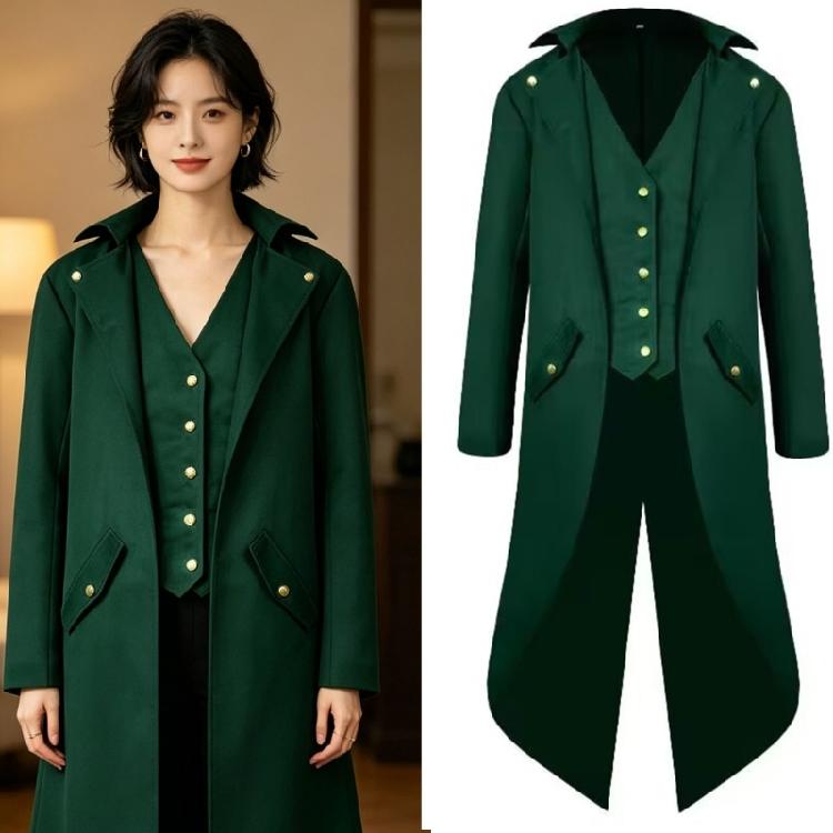 Mens Formal Tailcoat Costume Coat Medieval Long Dress Jacket for Halloween Cosplay Party Photo Wear and Theater Use Looks