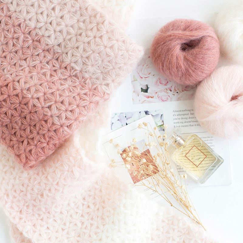 Mohair Fine Wool Yarn Knitting Sewing Thread Soft Skin-friendly Crochet for Sweater Scarf Shawl