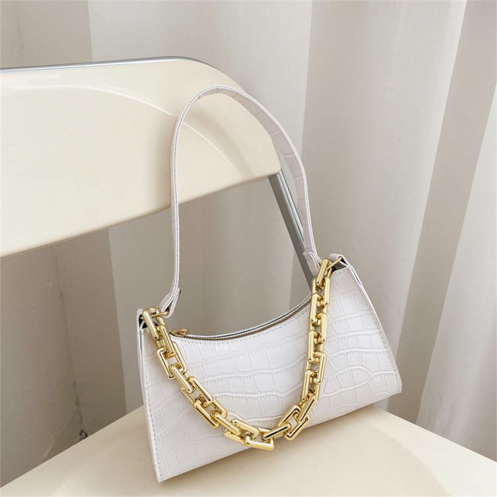 2026 New Retro Crocodile Pattern Zipper Totes Shoulder Bags Pu Leather Solid Color Chain Handbag Underarm Bag Fast Wholesale