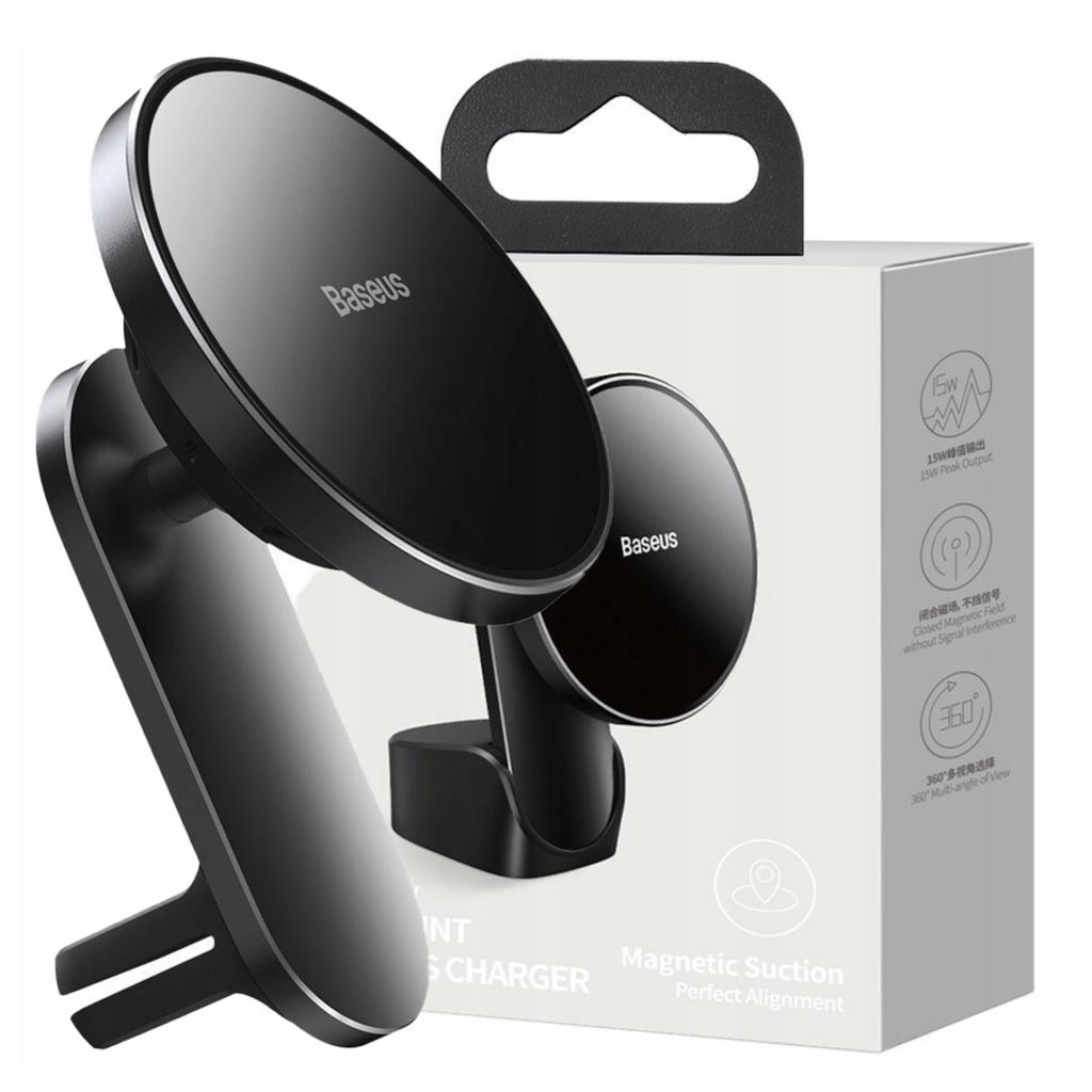 Uchwyt Samochodowy Baseus Big Energy Z Ładowarką Indukcyjną 15W Do Serii Iphone 12 / Iphone 13 (Czarny)
