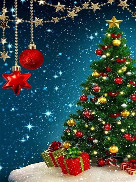 Diy 5d Full Diamond Malba Výšivka Čtvercová Kulatá Vrtačka Vánoční Strom Zvonek Mozaika Nábytek Dekorace Ruční výroba Hobby dárek