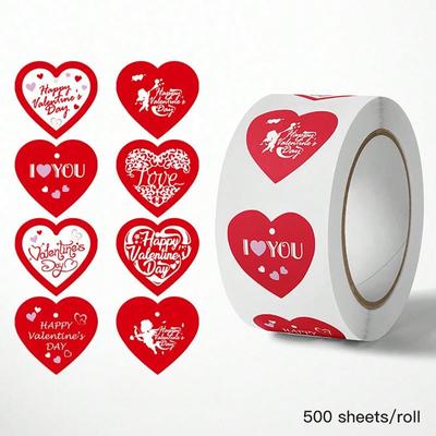 Valentine's Day Thank You Sticker, Heart-shaped, Romantic Envelope, Gift Decoration, Sealing Tape, Self-adhesive Sticker