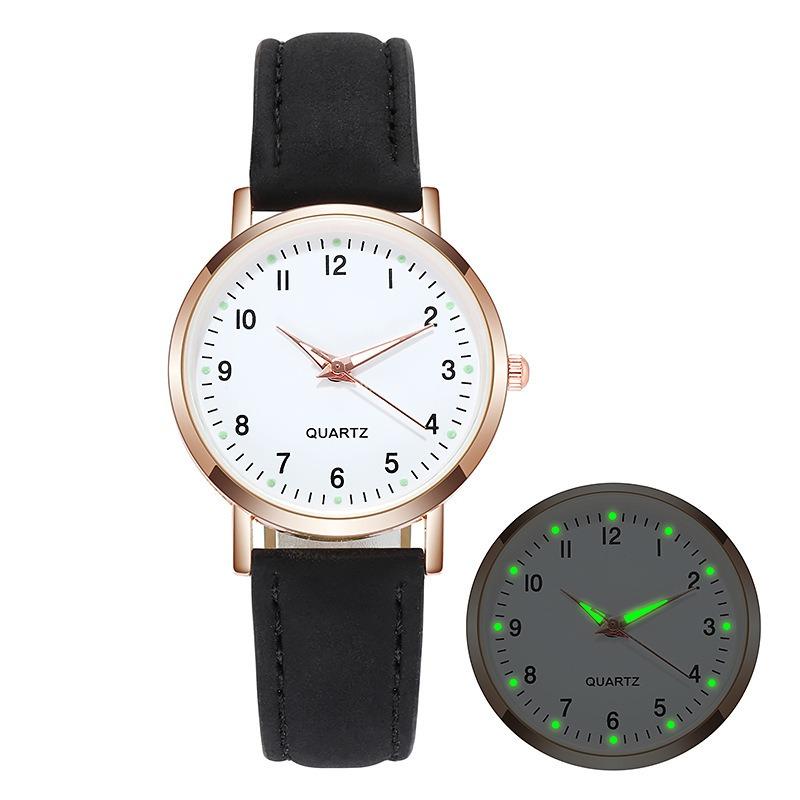 Luminous watch women's digital retro matte leather small fresh casual quartz watch luminous retro style