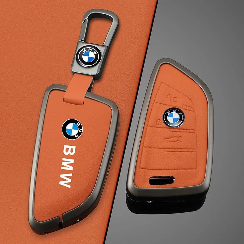 2025 Orange Leather Zinc Alloy Car Remote Key Case For BMW X1 X3 X4 X5 F15 X6 F16 G30 7 Series G11 F48 F39 520 525 f30 118i