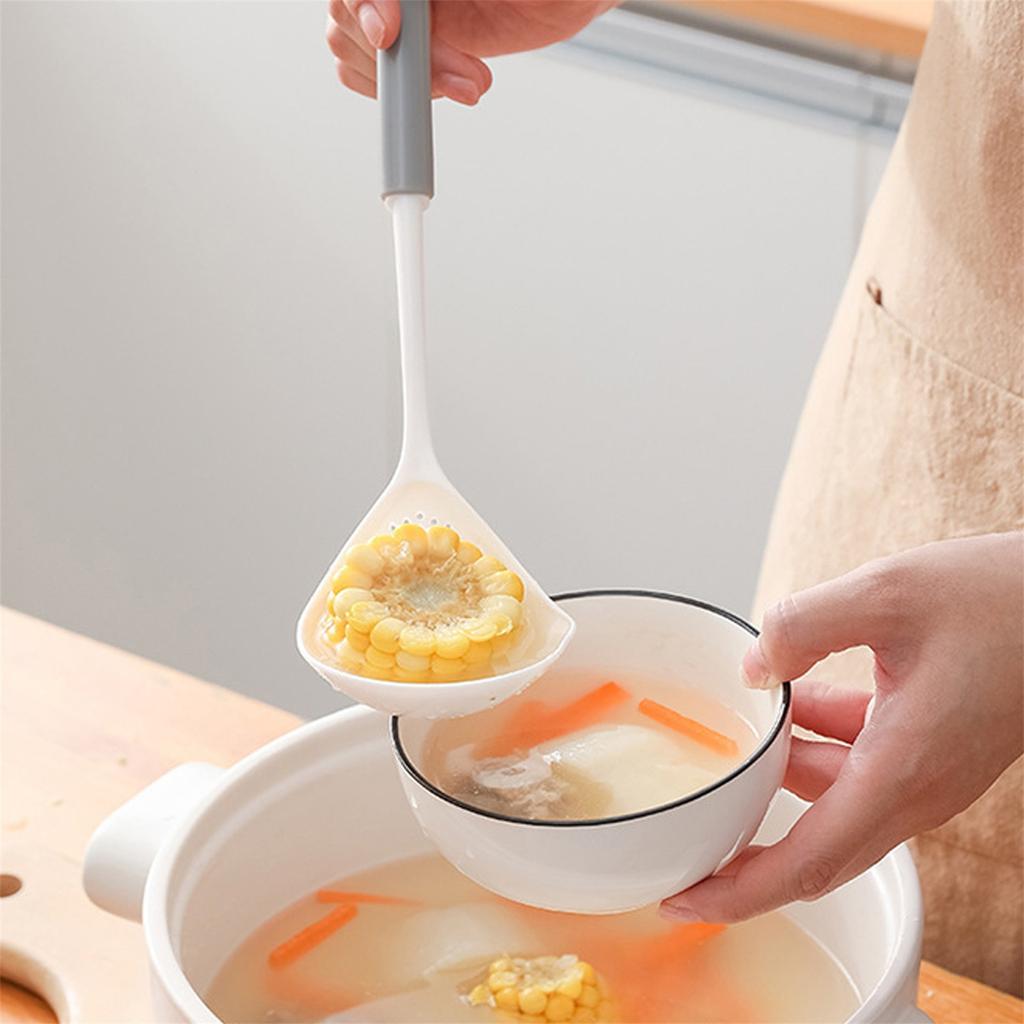 Straining Spoon For 2 In 1 Kitchen Soup Pan Spoon With Filter Strainer Long Handle Ladle Colander Spoon Oil Filter Spoon