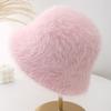New Solid Color Plush Fisherman's Hat Children's Winter Warm Ear Protector Basin Hat Shows Small Face Versatile Bucket Hat