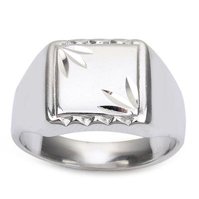 Silver Signet Ring 'Charles' Silver Plated (rhodium) - 12x11 Mm