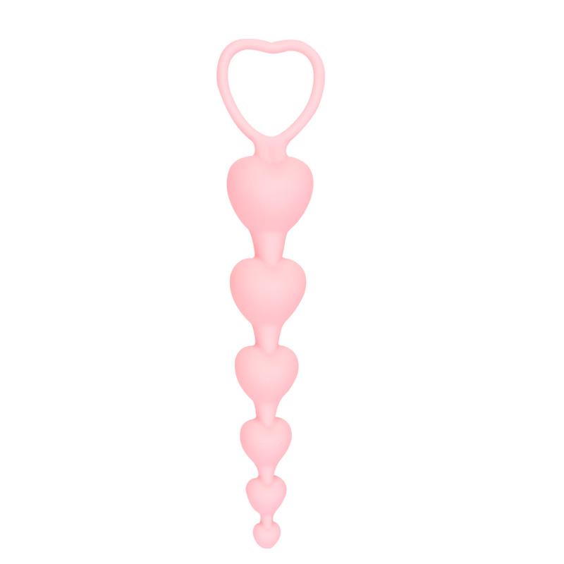 Silicone Heart-Shaped Beaded Anal Plug - Erotic SM Toy & Dilator