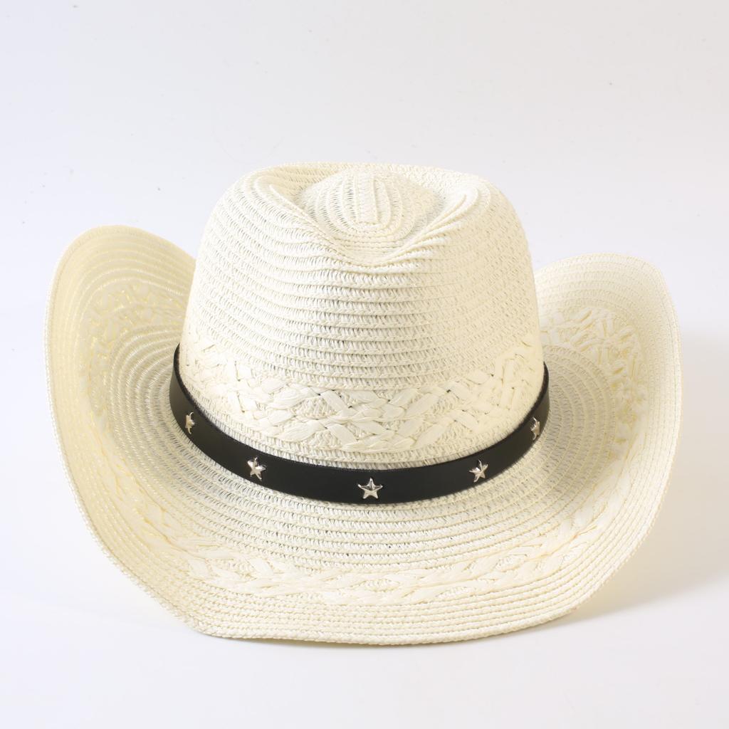 Beliebter europäischer und amerikanischer klassischer Strohgeflecht Western-Cowboyhut für Herren und Damen Outdoor-Mode OL-Stil Geflochtener Zylinder