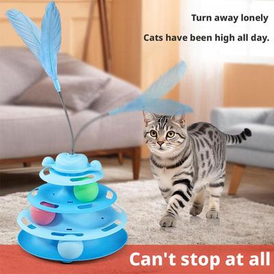 Canne à Plumes Interactif pour Chat & Jouet pour Chat Piste à Billes Multi-Niveaux Pour Chats Accessoire de Jeu Amusant et Engageant Jouets Interactifs pour Chat