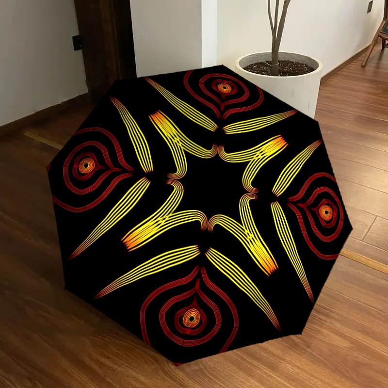 

1pc Abstract Pattern Automatic Umbrella Durable Iron Frame & Plastic Handle, Gift for Men & Women, Sturdy Construction yy250905140