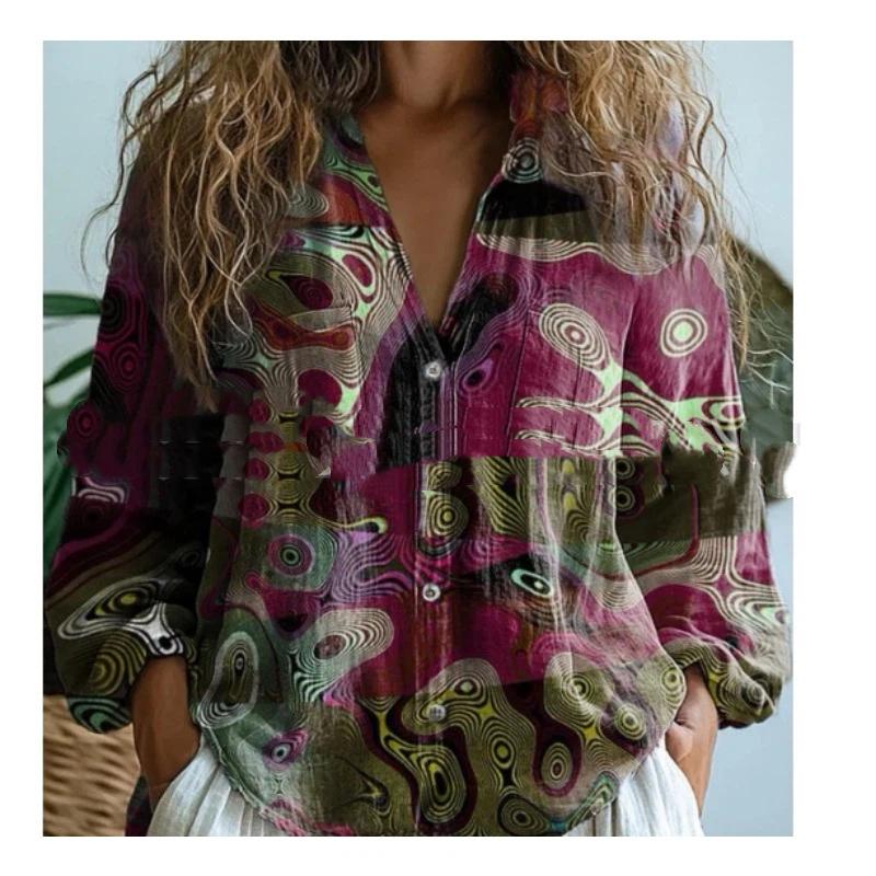 Women Vintage Floral Print V Neck Ruffle Collar Long Sleeve Button Down Blouse With Pockets S