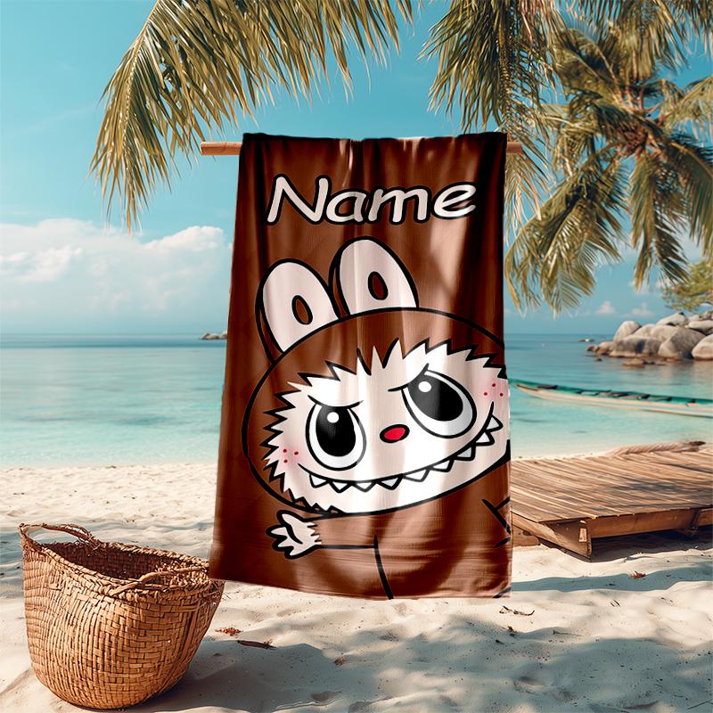 Personalized customized proof beach towel with Lububu pattern - soft, absorbent,quick-drying,perfect swimming,camping&bathing