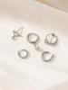 5pcs/set Fashionable Cubic Zirconia Star & Water Drop Design Linked Earring Set, Daily Wear Copper Jewelry