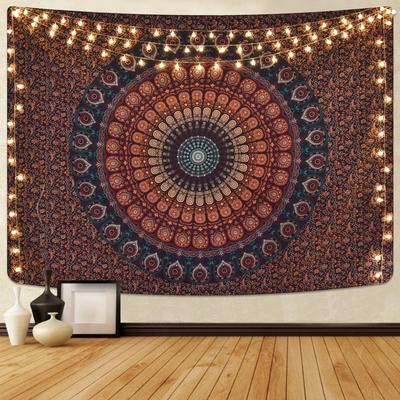 VIKAMA American Mandala Tapestry Hippie Wall Hanging Psychedelic Peacock Living Room Tea Room Wall Decoration Tapestry