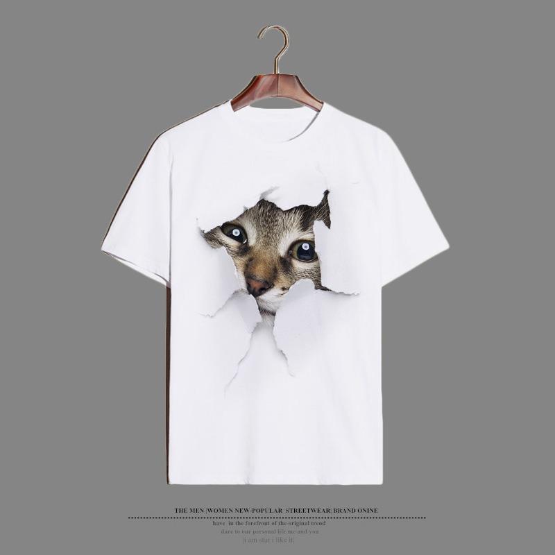 

Летняя новая повседневная белая футболка с принтом милого кота, женская, большого размера, с коротким рукавом, свободные женские футболки, элегантные, с круглым вырезом, тонкие, простые футболки 26468 XXXXL