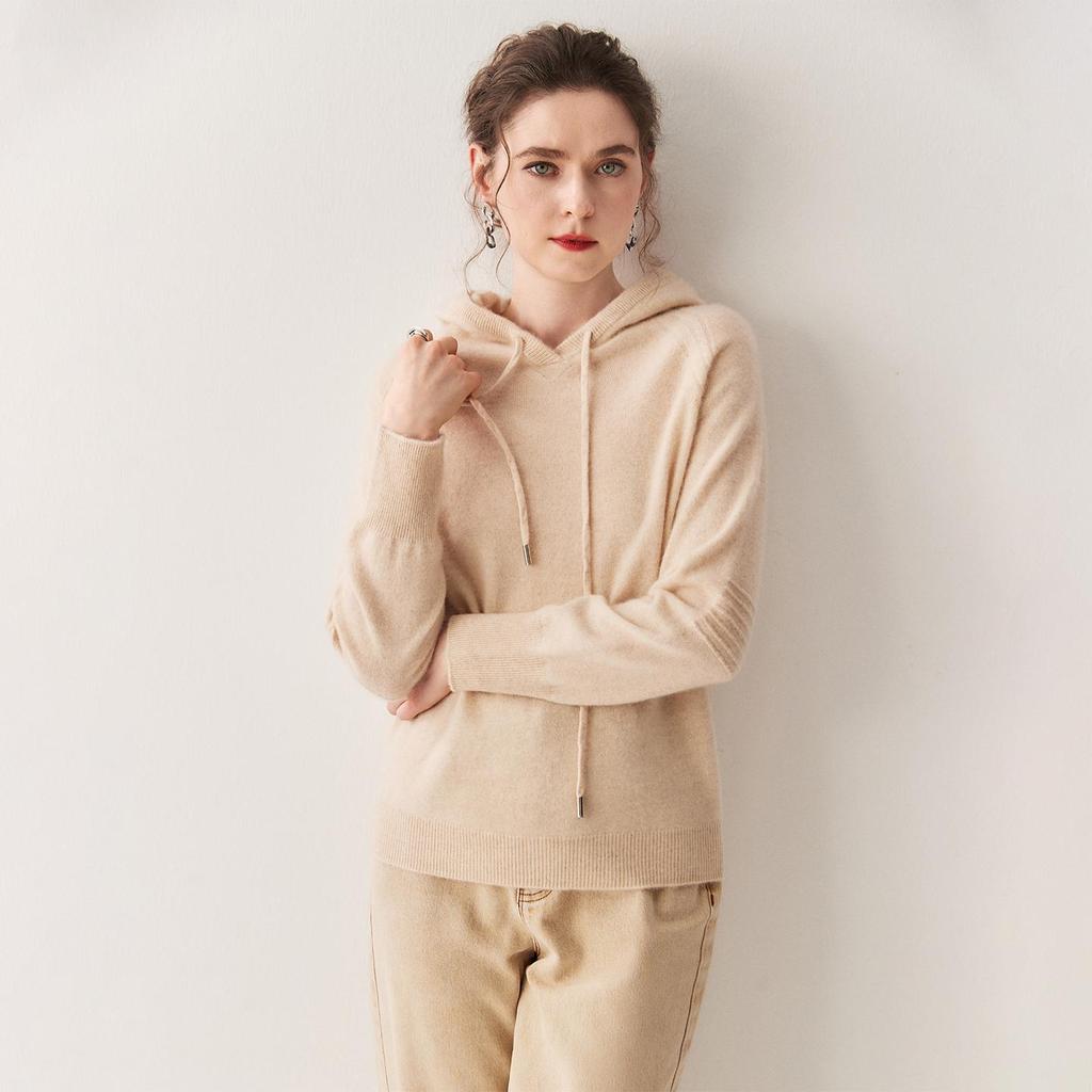 Autumn/Winter Women's Hooded Seamless Mountain Velvet Raglan Sweater Knitwear