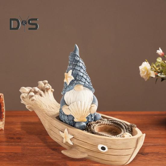 Beach Gnome Figurine Decor Resin Ocean Nautical Statue Summer Pool Ornaments Sailor Gnome Sculpture Courtyard Garden Balcony Decoration