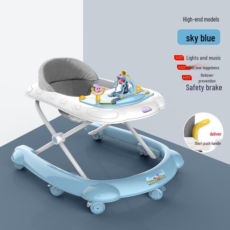 Multifunctional Anti-Tip Baby Walker with U-Shaped Pushchair