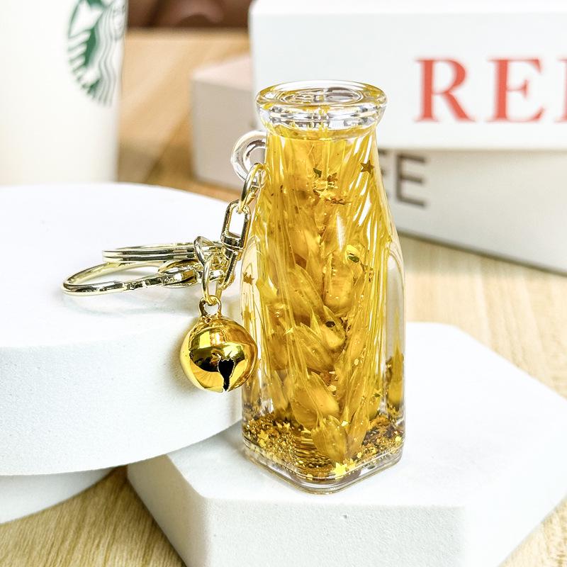 

Золотой акриловый брелок с маслом в виде колоса пшеницы, подвеска-песочные часы для сумок и автомобилей Individually Packaged