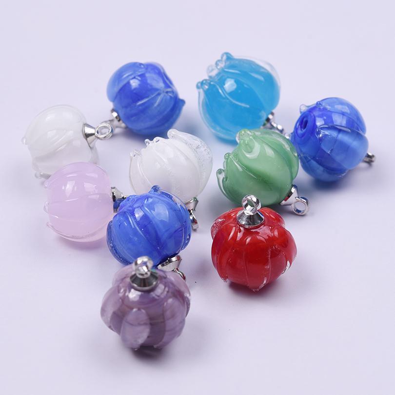 9pc Mix Glass Lily Of The Valley Pendants For Jewelry Making Supplies Colorful Flower Charm Pendant DIY Vintage Earring Bracelet