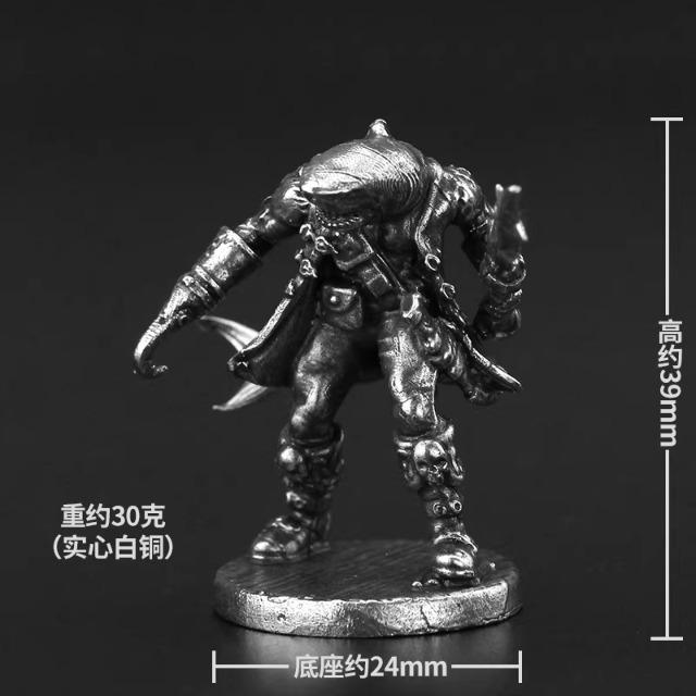 Solid Metal Blood Ocean Shark Warrior Miniature Wargame Figure Unpainted Collectible Gift For Men Car Interior Decoration