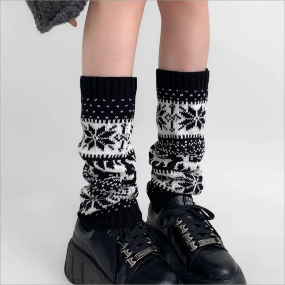 Retro Women Knitted Sock Deer Calf Socks Gifts Christmas Winter Leg Warmers