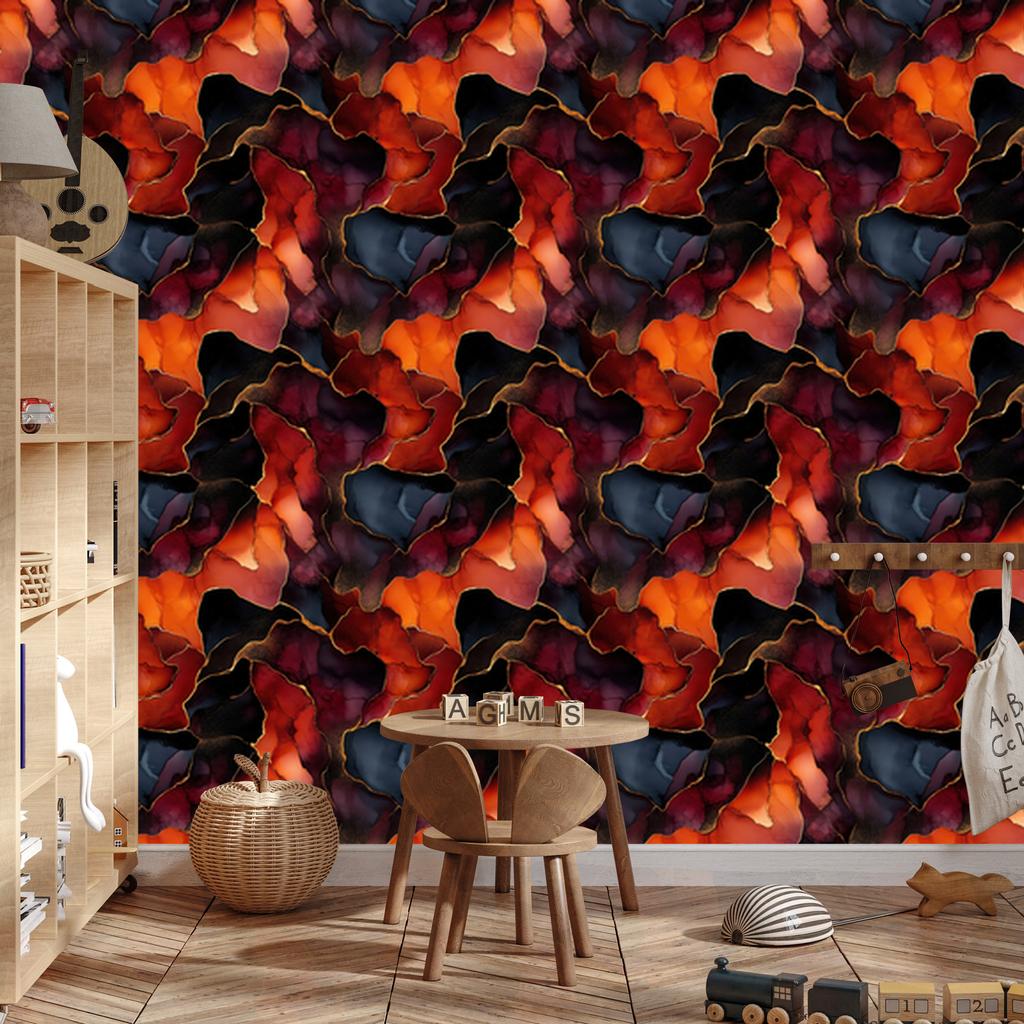 Ink Wallpaper Black and Red for Living Room and Bedroom 50x1000