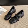 2025 temperament gentle style French with new thick heel autumn skirt bow light mouth single shoes Mary Jane shoes women
