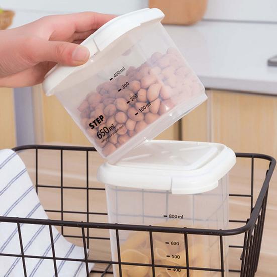 Food Jar Food Grade Dust-proof Plastic Scale Mark Style Food Sealing Jar for Home