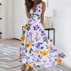 Women's Summer Fashion Retro Print V-Neck Sleeveless Long Dress