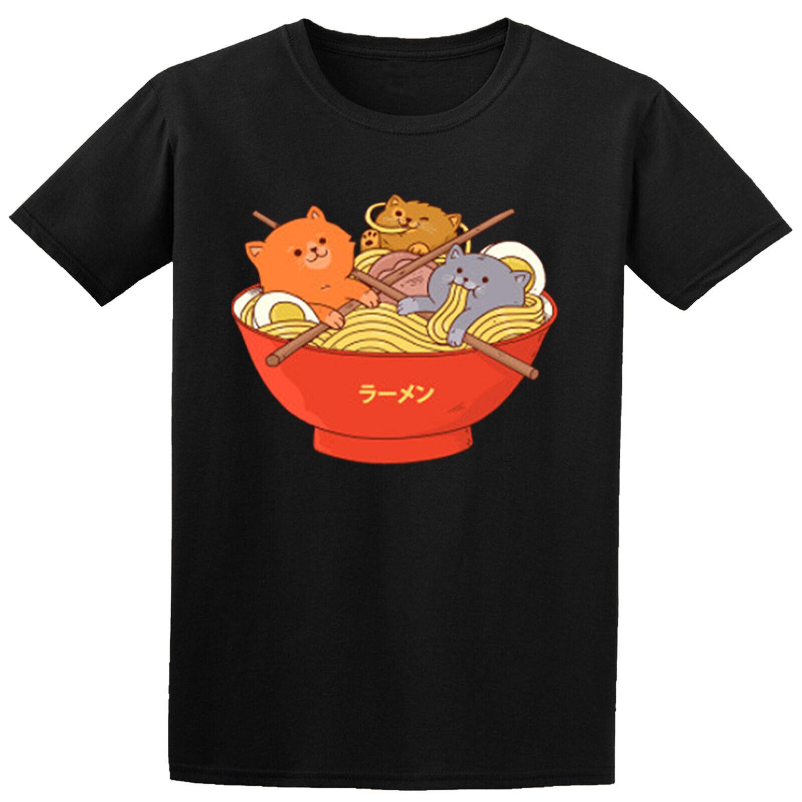 Ramen and cats 100% Cotton T-shirt Mens Womens Tees Tops Boys Girls Teen #D #P1 #PR M