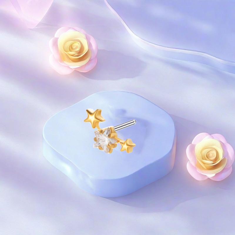 Fashionable Zirconia Ear Stud: F136 Titanium Style