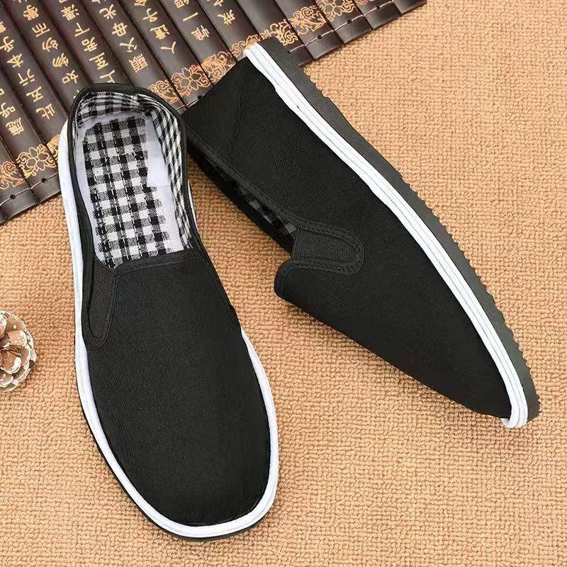 Black cloth shoes cloth shoes lasagna canvas single shoes flat bottom wear-resistant imitation tire sole driver shoes