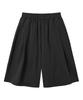 MOZMOZ Plain Bermuda Cropped Side-Pleated Sweatpants Black