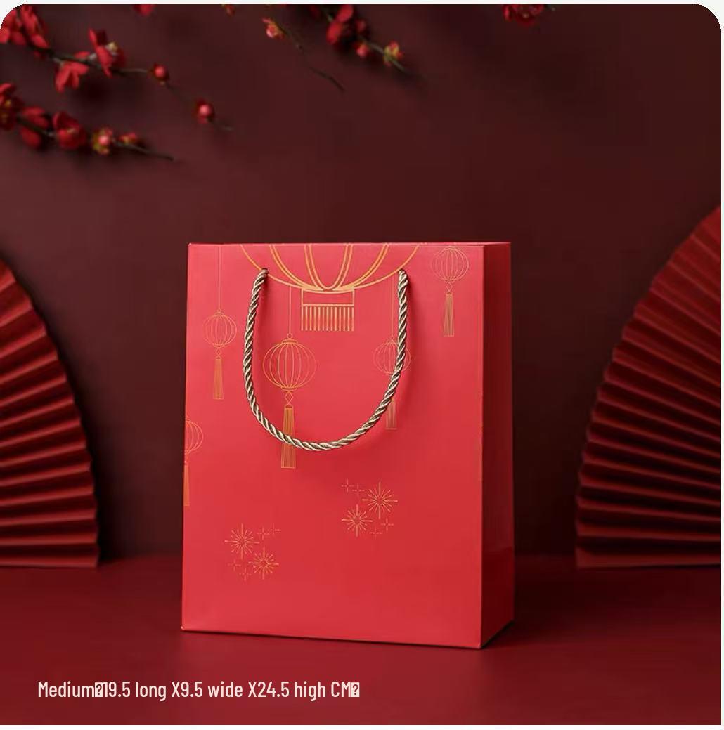 

Retro Chinese Red New Year Valentine Gift Bag - Candy Box Paper Handbag Souvenir