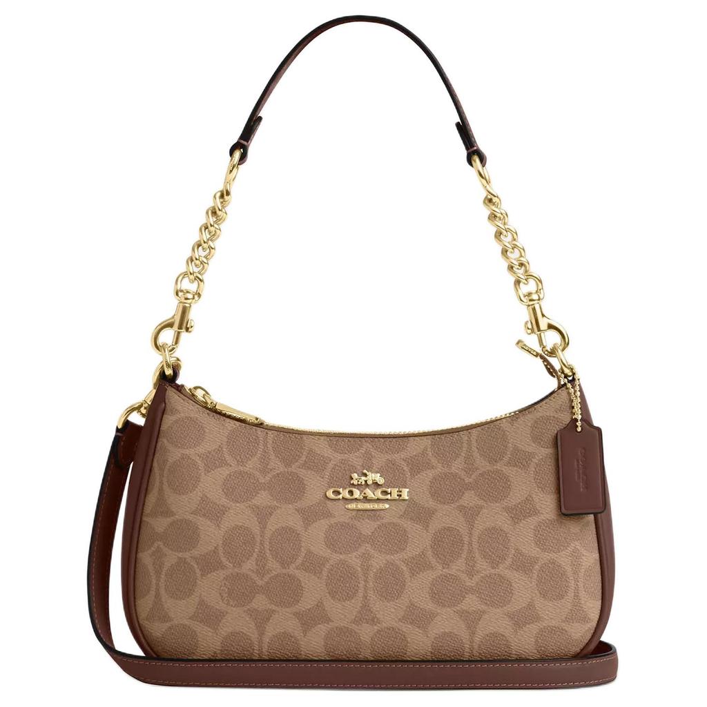 Coach Teri 24 Borsa a Spalla Classica con Logo Monogramma Donna Borsa a Spalla Khaki CV933-IMXHE