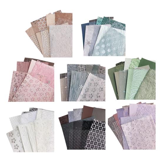 10Pcs/Set Handbook Papers Fadeless Anti-Break Cuttable Folding Easy to Paste Marbling Pattern A5 Handbook Collage Papers for School