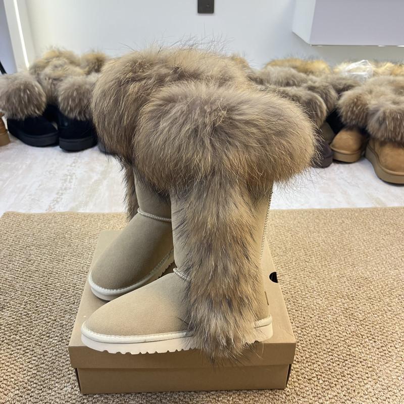 Women High Knee Snow Boots Real