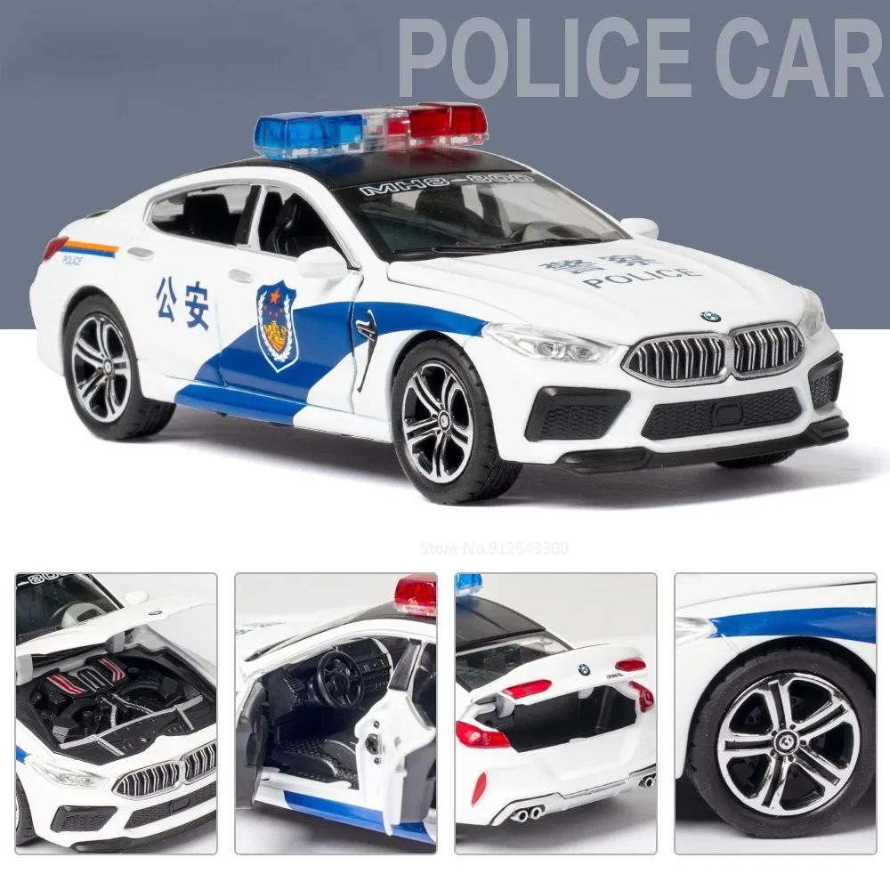Scale 1:32 M8 Police Car Model Toy Metal Diecast Pull Back 110 Simulation Vehicle Models Doors Opened Boys Collection Gifts