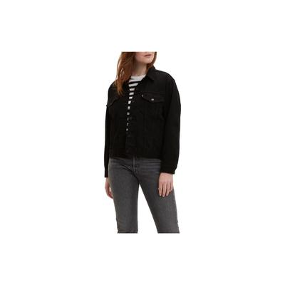 Levis Einfarbige Lässige Umlegekragen Vintage Jeansjacke Damenjacken Schwarz 29944-0037