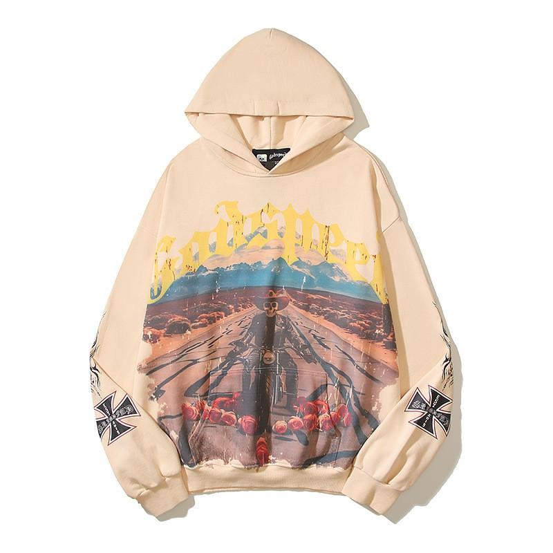 Godspeed 2025 Fall Winter Cotton Hoodie Streetwear Oversized Graphic Print Sweatshirt Men