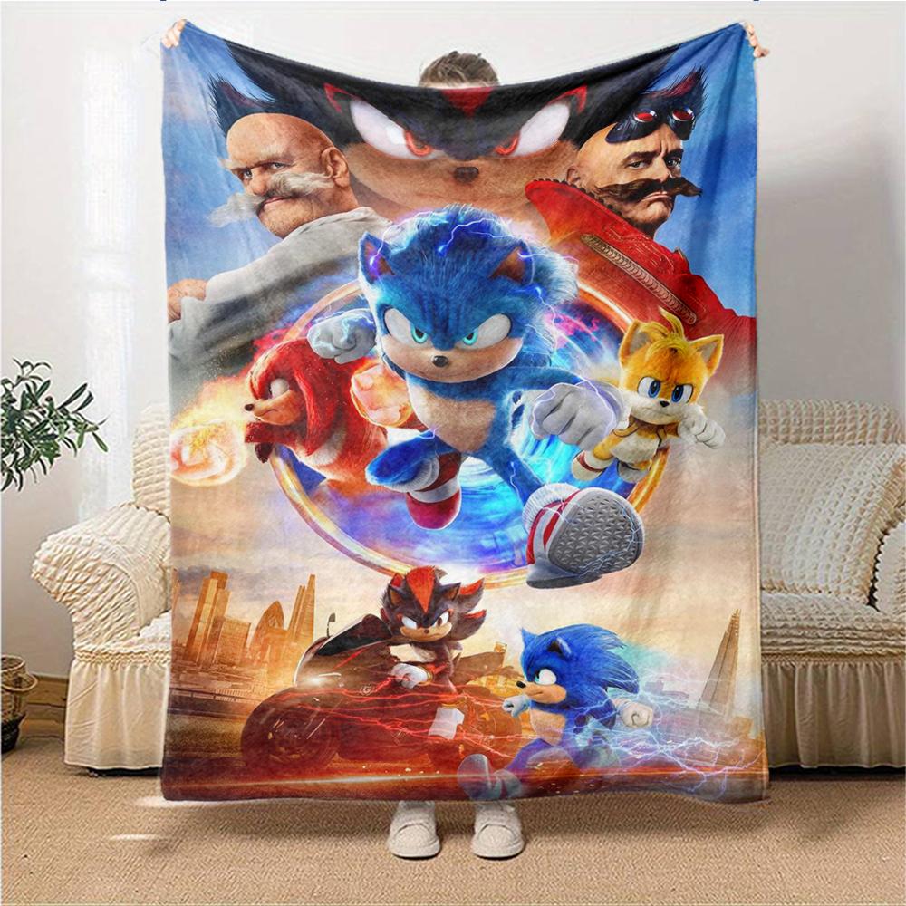 1Pc Sonic Adventure Team Sonic Blanket For Couch Bed Plush Cozy Fuzzy Blanket Super Soft Warm Blankets For Fall And Winter 0918237