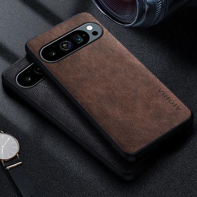Premium Luxury Leather Phone Case for Google Pixel 9 Pro XL 5G Funda Retro Business Style Solid Color Cover Capa