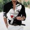 Fashion Long Sleeve Lapel Button Up Plus Size Shirt Men 3d Print Blouse